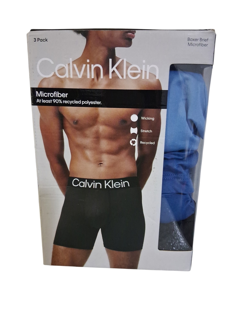 NWT Calvin Klein Men's Microfiber Boxer Briefs - Black & Blue (3 Pack)